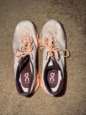 On Running Women's Cloud X Running Shoes in Peach and Plum